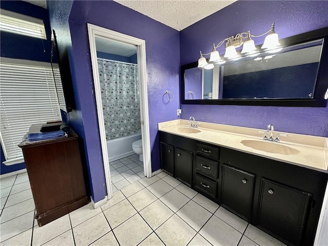 4241 Lake Tahoe Dr, Corpus Christi, TX 78413 - full bathroom featuring tile patterned flooring, a sink, and a textured ceiling
