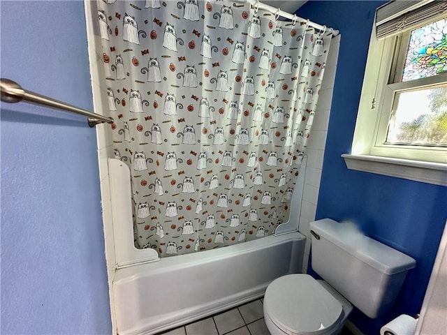 4241 Lake Tahoe Dr, Corpus Christi, TX 78413 - full bath featuring shower / bath combo, toilet, and tile patterned floors