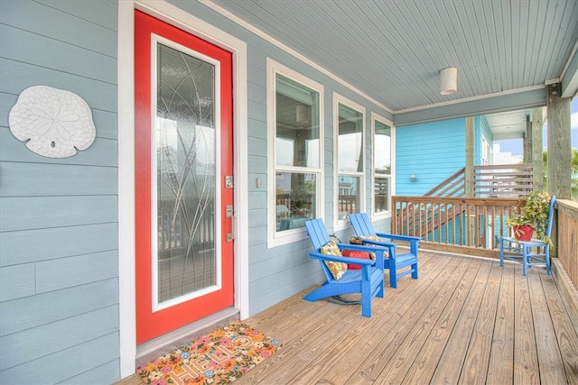 deck featuring covered porch