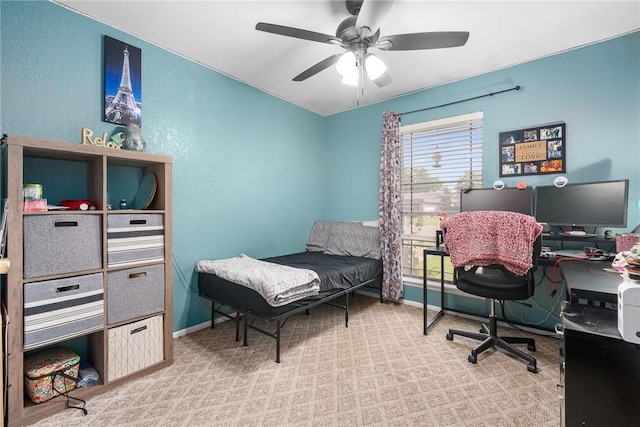 3713 Tripoli Dr, Corpus Christi, TX 78415 - bedroom featuring an office area and a ceiling fan