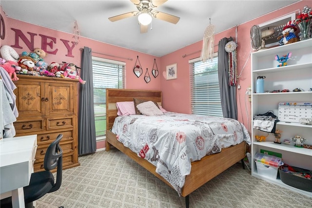 3713 Tripoli Dr, Corpus Christi, TX 78415 - bedroom with ceiling fan and light carpet