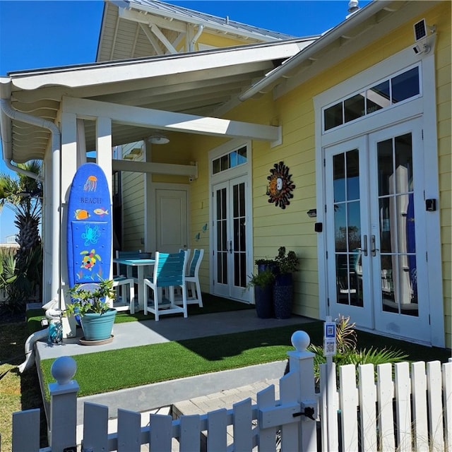 exterior space with french doors and a patio