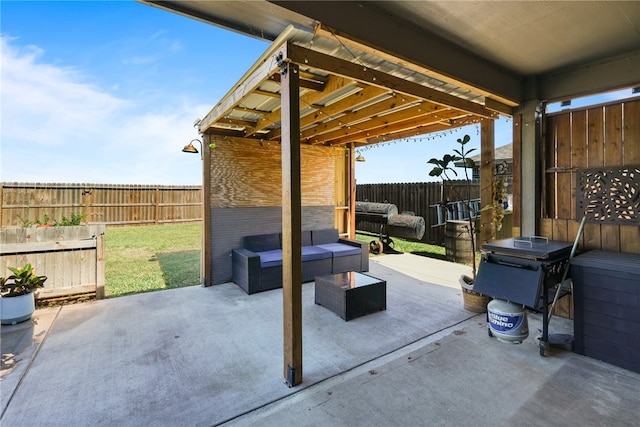 view of patio / terrace featuring an outdoor living space