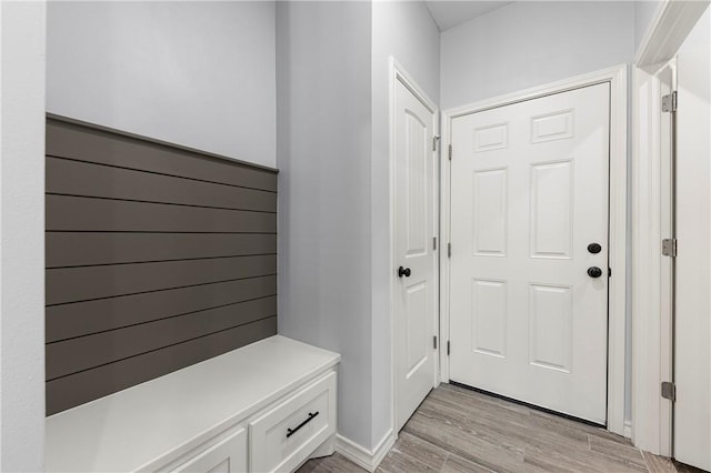 mudroom featuring light hardwood / wood-style flooring