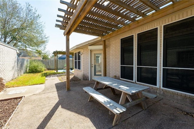 7437 Long S Dr, Corpus Christi, TX 78414 - view of patio featuring a pergola, a fenced backyard, and outdoor dining space