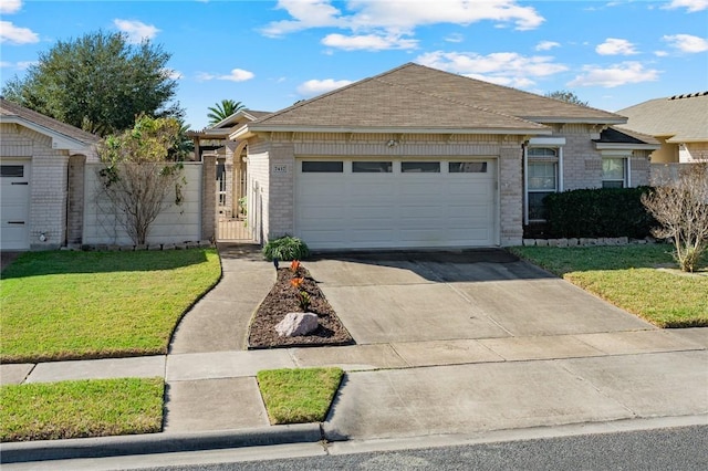 7437 Long S Dr, Corpus Christi, TX 78414 - ranch-style house featuring brick siding, a garage, concrete driveway, and a gate