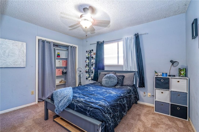 4318 Pecan Bayou Ct, Corpus Christi, TX 78410 - carpeted bedroom featuring ceiling fan and a textured ceiling