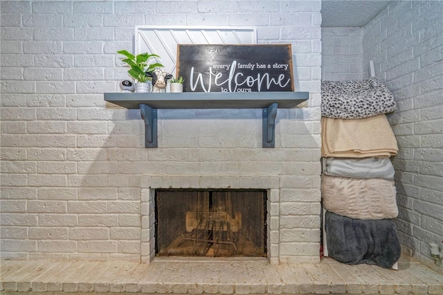 4318 Pecan Bayou Ct, Corpus Christi, TX 78410 - details featuring a brick fireplace