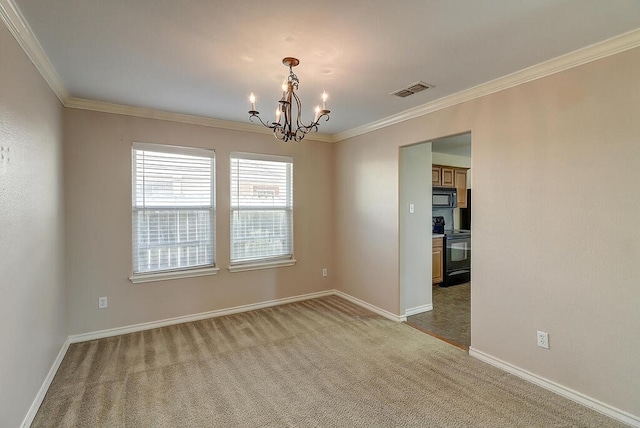 2334 Mystic Star Dr, Corpus Christi, TX 78414 - empty room with carpet, a chandelier, and ornamental molding