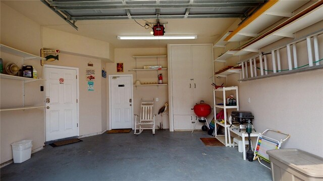 garage with a garage door opener