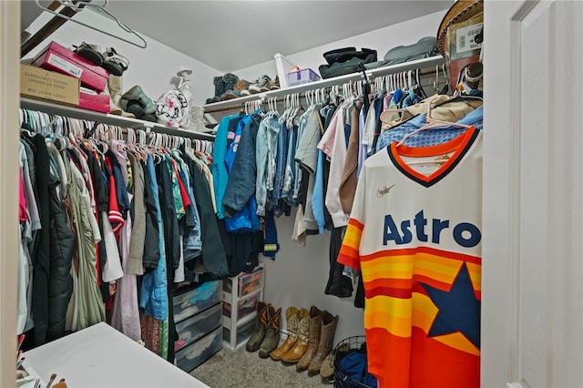 spacious closet with carpet flooring