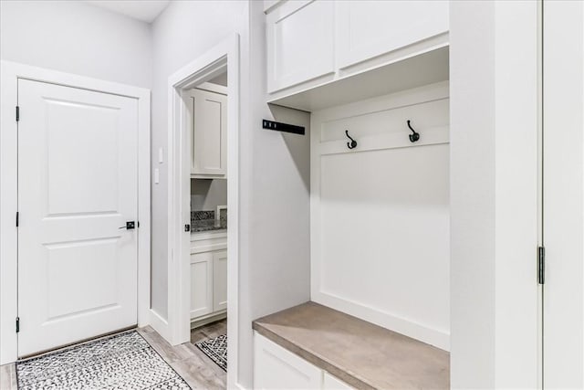 mudroom featuring light wood-style flooring