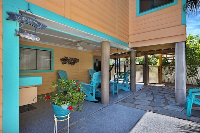 view of patio with ceiling fan