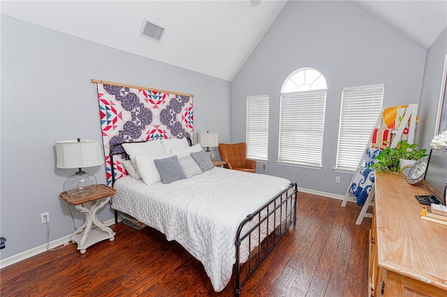 7710 Cisco, Corpus Christi, TX 78413 - bedroom with dark wood-style flooring and high vaulted ceiling
