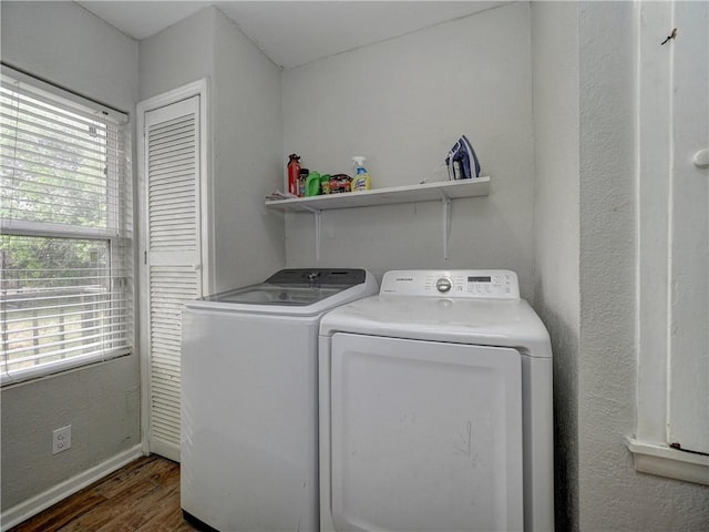 1809 Merriman Ave, Corpus Christi, TX 78412 - washroom with separate washer and dryer, baseboards, wood finished floors, and laundry area