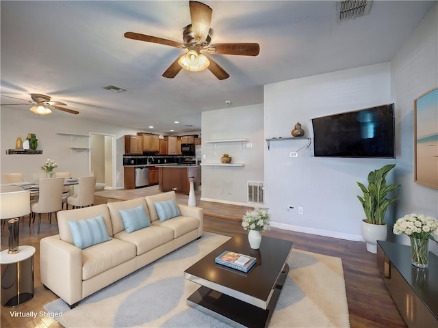 1809 Merriman Ave, Corpus Christi, TX 78412 - living area featuring ceiling fan and visible vents