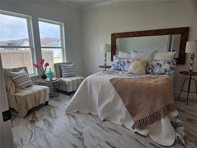 7713 Sophia Dr, Corpus Christi, TX 78414 - bedroom with crown molding and marble finish floor