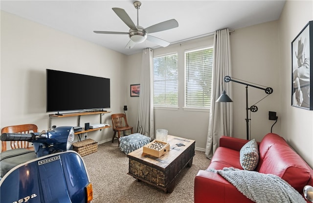 4658 Oso Pkwy, Corpus Christi, TX 78413 - living area with carpet floors and ceiling fan