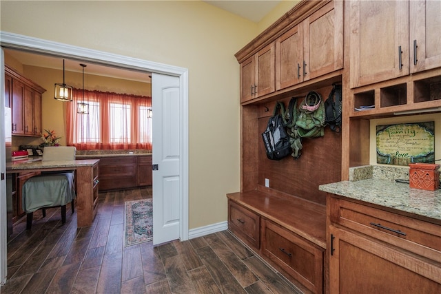 mudroom with dark hardwood / wood-style flooring