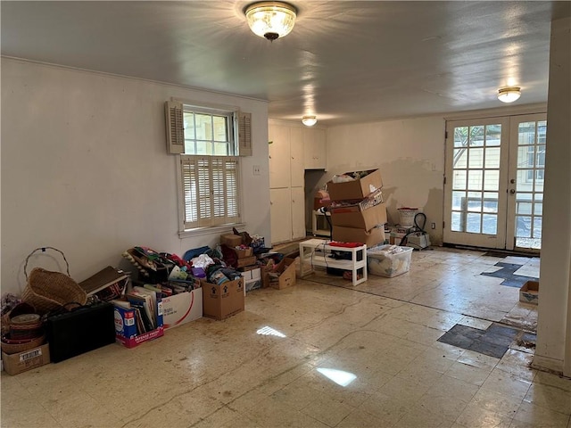 basement with french doors