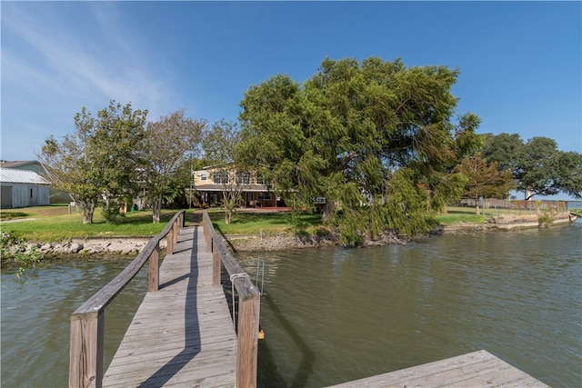 view of dock featuring a water view