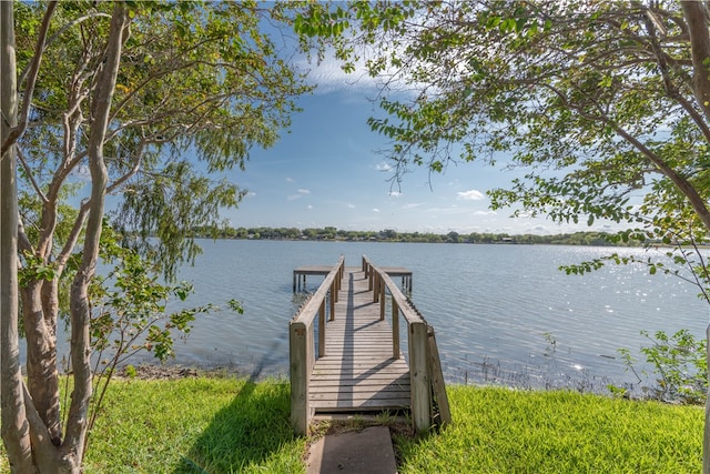 dock area featuring a water view