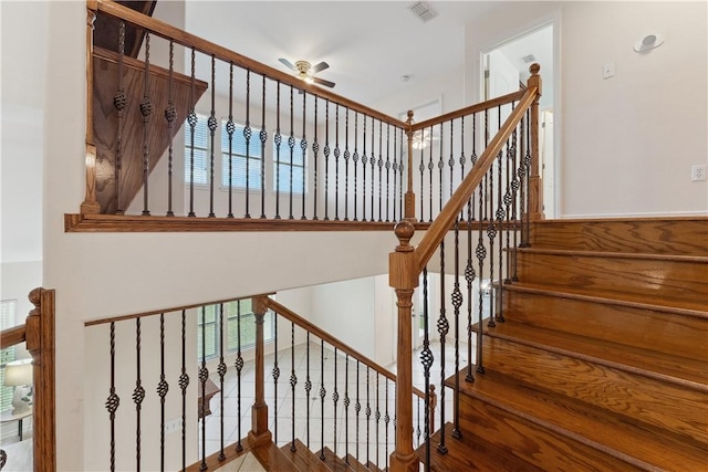 6530 Picante Dr, Corpus Christi, TX 78414 - stairs featuring a ceiling fan