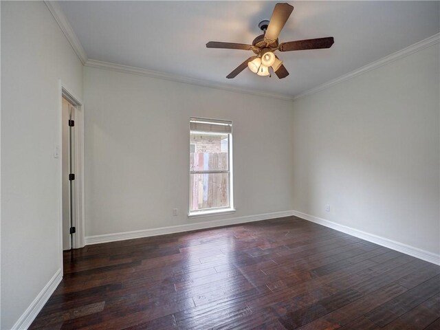 6134 Strasbourg Dr, Corpus Christi, TX 78414 - spare room with a ceiling fan, dark wood-style floors, and crown molding