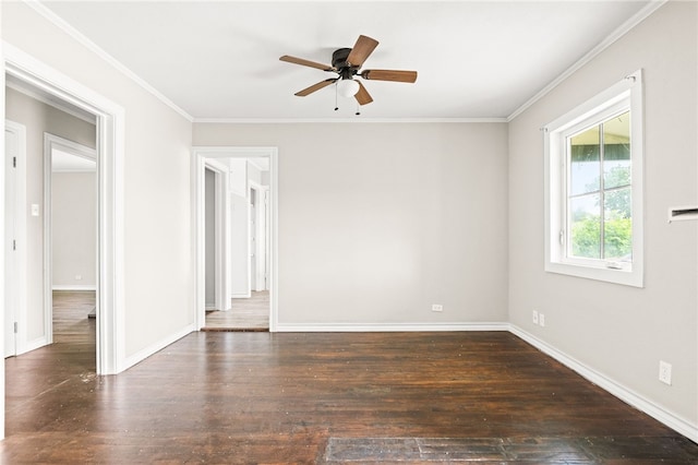 1367 Normandy Dr, Corpus Christi, TX 78415 - spare room featuring hardwood / wood-style floors, baseboards, ceiling fan, and ornamental molding