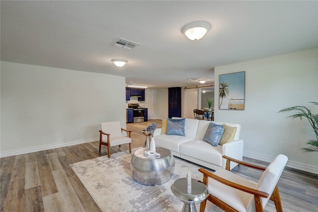 living room with hardwood / wood-style floors