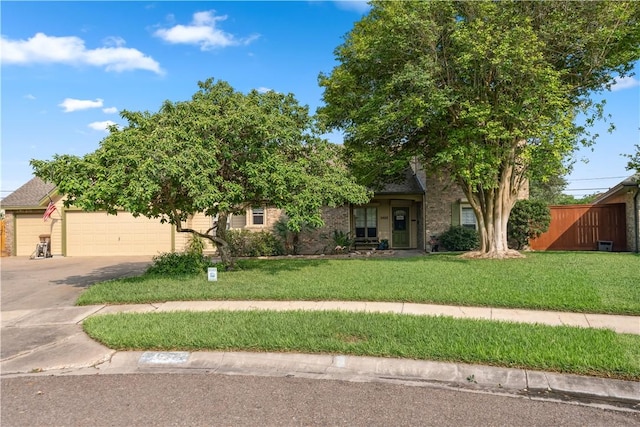 5422 Pressler Dr, Corpus Christi, TX 78413 - obstructed view of property with a front lawn, an attached garage, and driveway