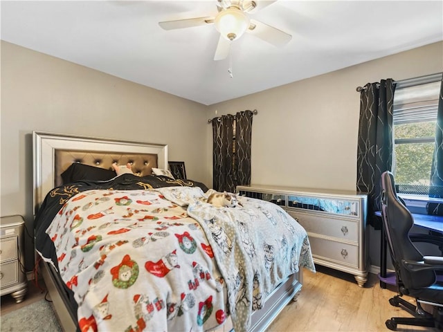 5422 Pressler Dr, Corpus Christi, TX 78413 - bedroom featuring light wood-style floors and ceiling fan