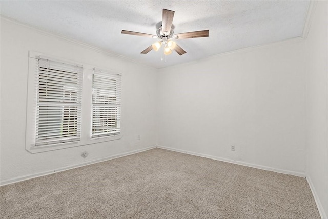 2853 Lawnview St, Corpus Christi, TX 78404 - carpeted spare room with ceiling fan, crown molding, and a textured ceiling