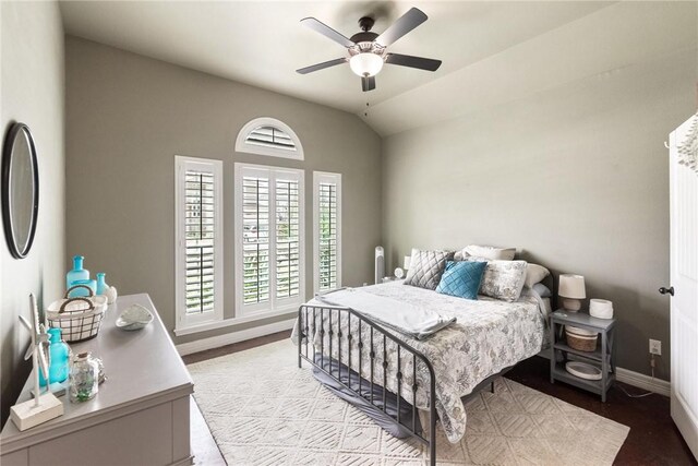14106 Coquina Bay Ave, Corpus Christi, TX 78418 - bedroom with baseboards, a ceiling fan, and lofted ceiling