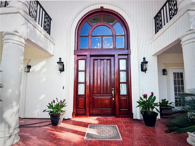 4502 Thoreau Cir, Corpus Christi, TX 78410 - doorway to property with a balcony and stucco siding