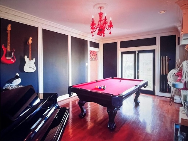 4502 Thoreau Cir, Corpus Christi, TX 78410 - playroom with french doors, pool table, crown molding, and wood finished floors