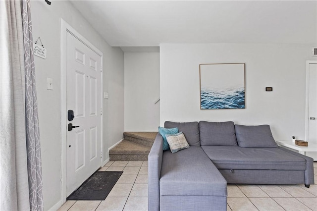 view of tiled living room