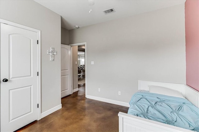 7237 Lake Tranquility Dr, Corpus Christi, TX 78414 - bedroom featuring concrete flooring, visible vents, and baseboards