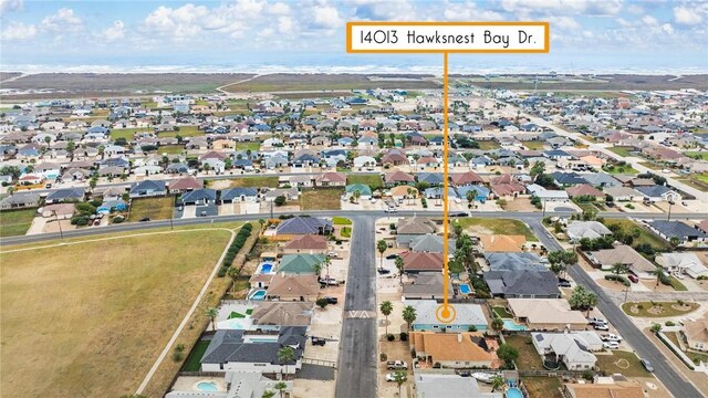14013 Hawksnest Bay Dr, Corpus Christi, TX 78418 - aerial view of property and surrounding area with nearby suburban area
