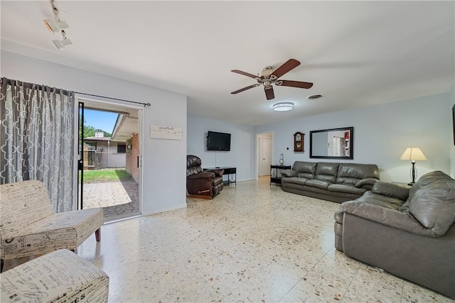 438 Pennington Dr, Corpus Christi, TX 78412 - living area featuring a ceiling fan and baseboards