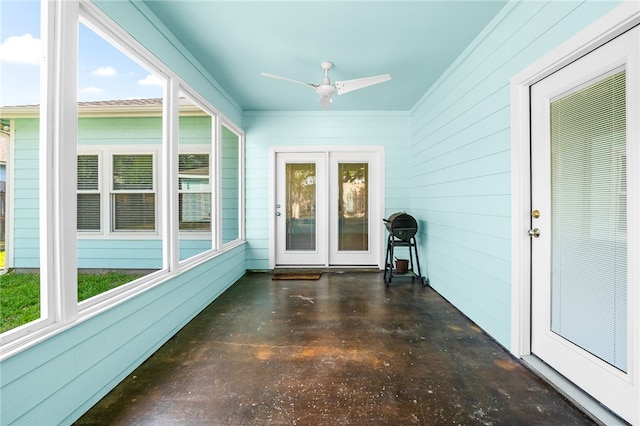 215 Sandollar Cir, Fulton, TX 78358 - unfurnished sunroom with french doors and a ceiling fan