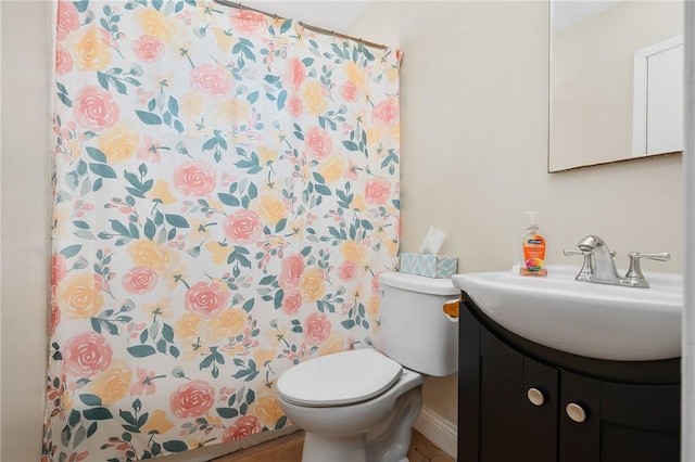 bathroom with toilet and vanity