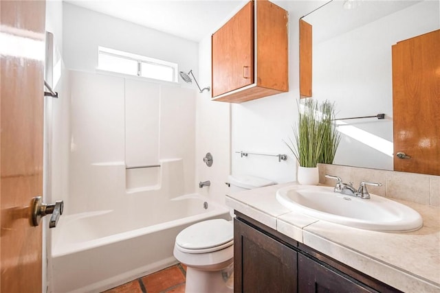 full bathroom with vanity, toilet, and shower / bath combination