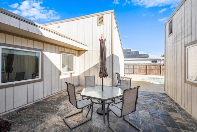 view of patio / terrace with a fenced in pool