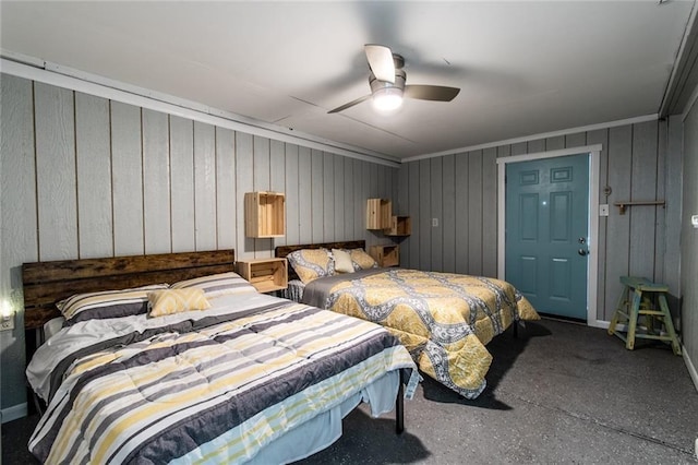 938 E Lakeside Dr, Corpus Christi, TX 78418 - bedroom with crown molding and ceiling fan