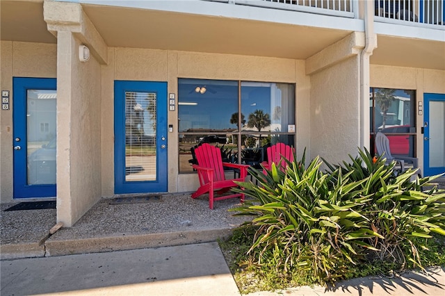 property entrance with a balcony