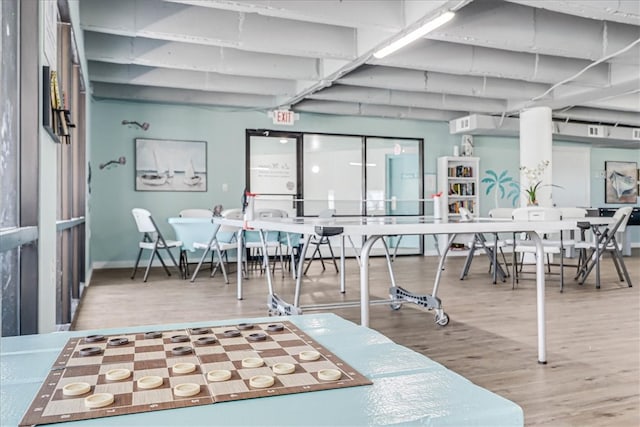 dining space featuring hardwood / wood-style flooring