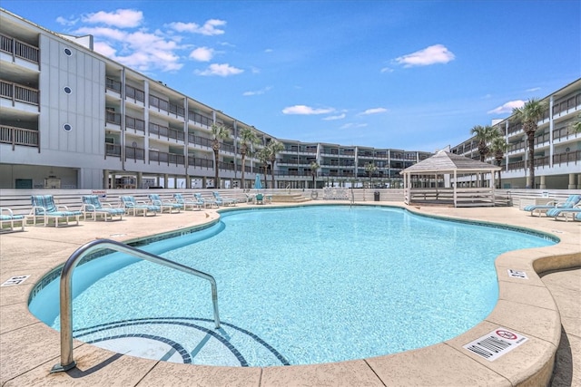 view of pool with a gazebo