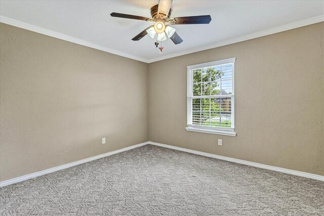 11129 Mulholland Dr, Corpus Christi, TX 78410 - carpeted spare room with a ceiling fan and crown molding