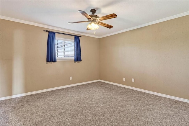 11129 Mulholland Dr, Corpus Christi, TX 78410 - spare room with ceiling fan, carpet flooring, and crown molding